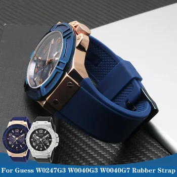 Резиновый ремешок для часов синего цвета Силиконовый браслет для guess W0247G3 W0040G3 W0040G7 ремешок для часов брендовый спортивный ремешок для часов 22 мм