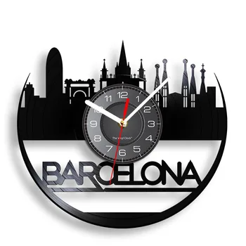 Городской пейзаж Испании, городской пейзаж Барселоны, городской пейзаж, Теневое искусство, настенные часы, Испанский декор для путешествий, резные часы ручной работы с длинным воспроизведением