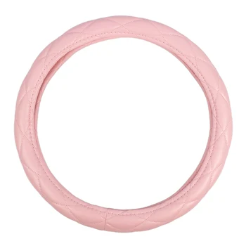 15-дюймовый розовый чехол для рулевого колеса автомобиля из искусственной кожи с украшением из страз, защитный корпус, внутренняя отделка